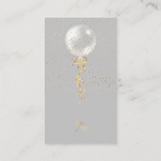ひも状の名刺のシルバーの風船 名刺 (裏面)