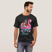 ひよこお願いね 笑えるフラミンゴの浮き輪バンダナ牛 Tシャツ (正面フル)