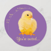 ひよこが付いているイースター夕食 招待状 (正面/裏面)