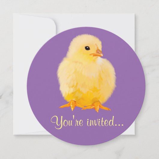 ひよこが付いているイースター夕食 招待状 (正面)