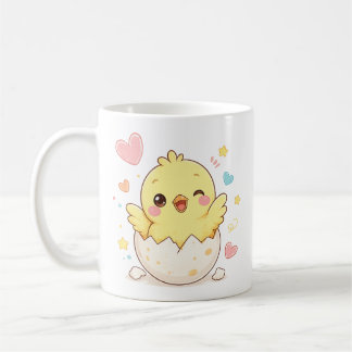 ひよこが卵からかえるキュートなマグカップ 名入れ対応 コーヒーマグカップ