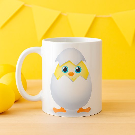 ひよこが孵る 黄色いひよこ 卵の殻 コーヒーマグカップ