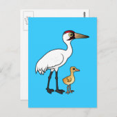 ひよこで羽をあおる鶴 ポストカード (正面/裏面)