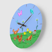 ひよこと母鳥 ラージ壁時計 (傾斜)