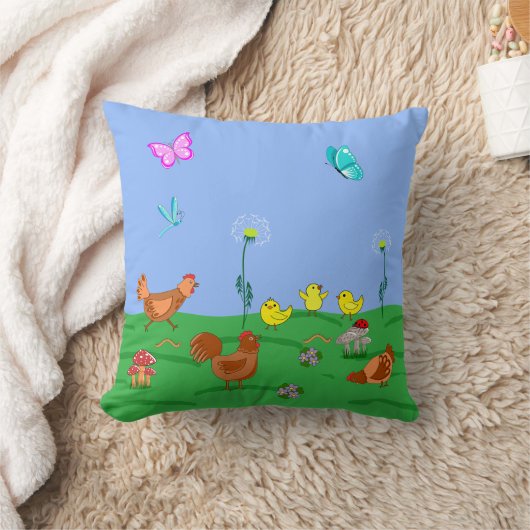 ひよこと母鶏 クッション (ブランケット)