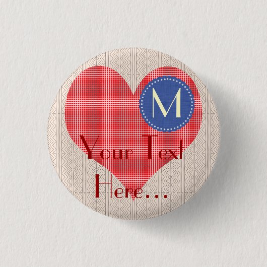 ひよこのかわいく大きいハートのパーティー 缶バッジ (正面)