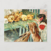 ひよこのバニーのイースター場面郵便はがきのヴィンテージ シーズンポストカード (正面)