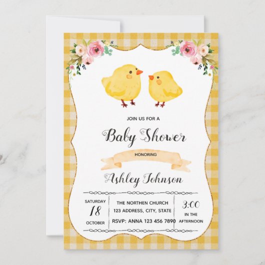 ひよこのパーティの招待状 招待状 (正面)