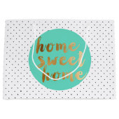 ひよこのフェイクな金ゴールドの家の甘い家の水玉模様パターン ラージペーパーバッグ (正面)