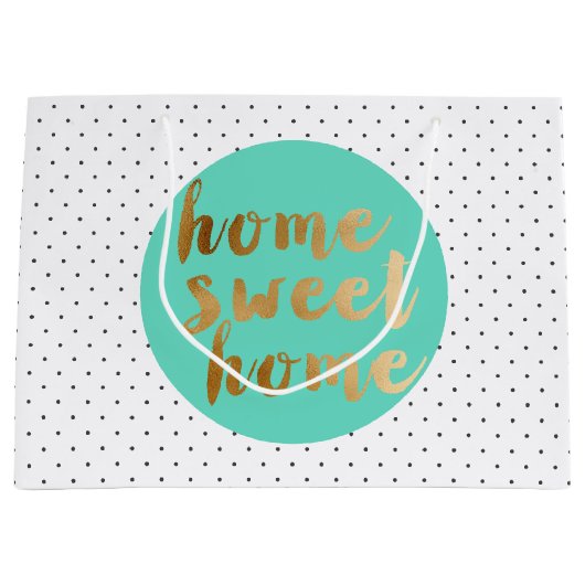 ひよこのフェイクな金ゴールドの家の甘い家の水玉模様パターン ラージペーパーバッグ (正面)