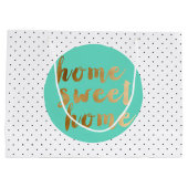 ひよこのフェイクな金ゴールドの家の甘い家の水玉模様パターン ラージペーパーバッグ (裏面)