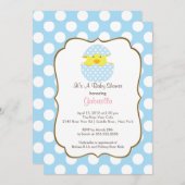 ひよこの男の子のベビーシャワーの招待状の工夫 招待状 (正面/裏面)
