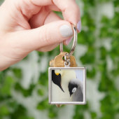 ひよこを見ているコウテイペンギン キーホルダー (手)