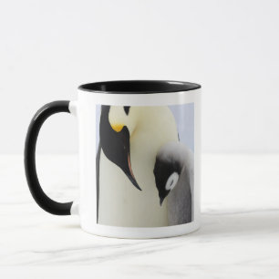 ひよこを見ているコウテイペンギン マグカップ