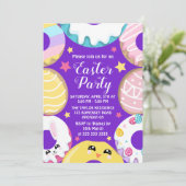 ひよこエッグバニーイースタードーナツクッキーイースターパーティー 招待状 (スタンド正面)