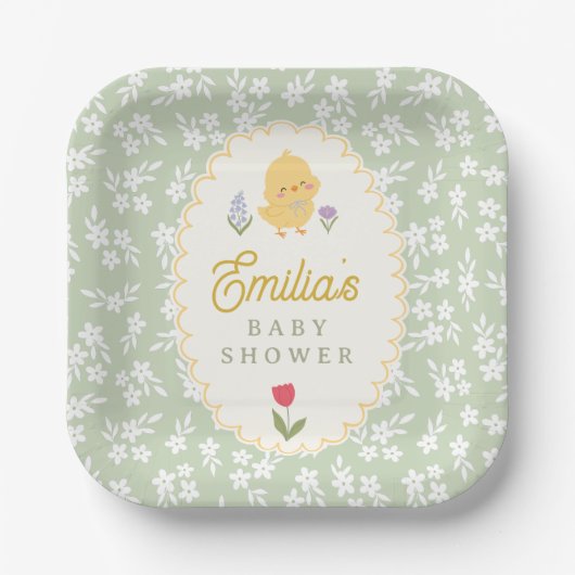 ひよこベビーシャワーパーティー かわいい紙皿 ペーパープレート (正面)