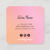 ひよこモダン桃色グラデーション爪、 ネイル スクエア名刺 (裏面)