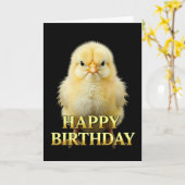 ひよこ誕生日カードのクローズアップデザイン カード (黄色い花)