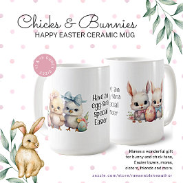 ひよこ+うさぎ+イースターの陶器マグ コーヒーマグカップ