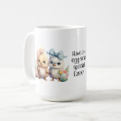 ひよこ+うさぎ+イースターの陶器マグ コーヒーマグカップ (正面左)