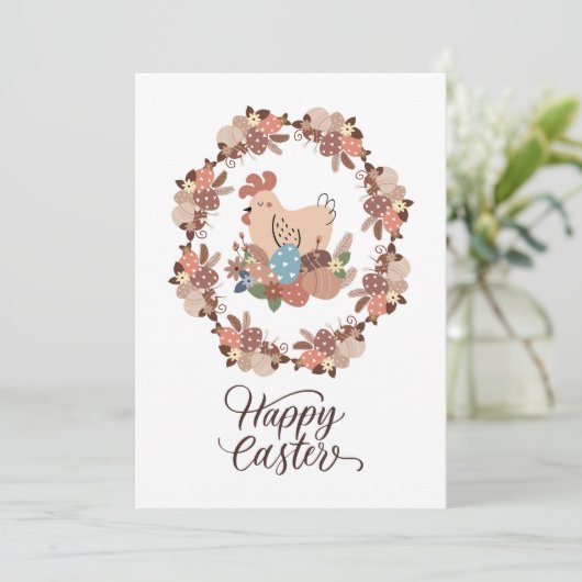 ひよこ と イースターエッグ イースターおめでとう 招待状 (スタンド正面)