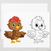 ひよこ カートゥーン 落書き 塗り絵ページ (正面/裏面)
