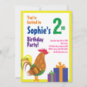 ひよこ キャラクター 子供の誕生日パーティー招待状 招待状 (正面)