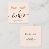 ひよエレガントこバラ金ゴールドグリッター赤面ピンクのまつげ スクエア名刺 (正面/裏面)