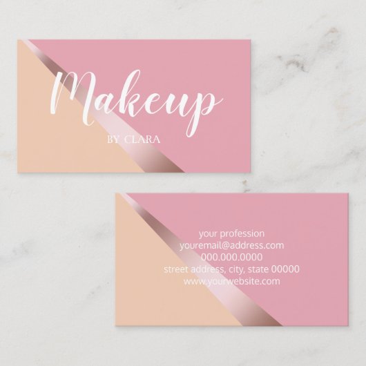 ひよエレガントこバラ金ゴールドピンクとオレンジの幾何学模様 名刺 (正面/裏面)