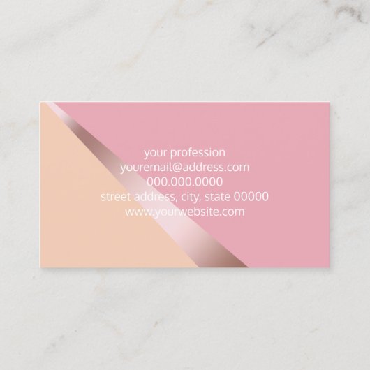 ひよエレガントこバラ金ゴールドピンクとオレンジの幾何学模様 名刺 (裏面)