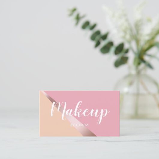 ひよエレガントこバラ金ゴールドピンクとオレンジの幾何学模様 名刺 (スタンド正面)