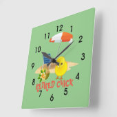 ひよ退職したこ – ビーチの場 スクエア壁時計 (傾斜)