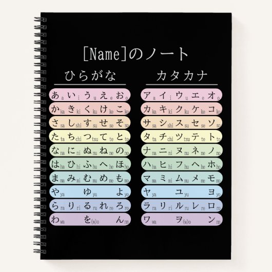 ひらがなとカタカナ 日本語 名前ノート ノートブック (正面)