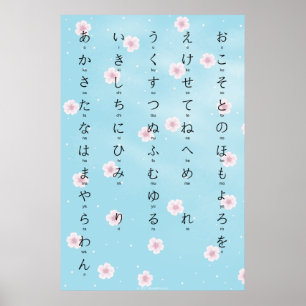 ひらがなとローマ字日本の桜の花 ポスター