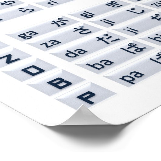 ひらがな日本のアルファベットのポスター（国旗） ポスター (角)