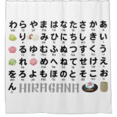 ひらがな日本のテーブル（和菓子） シャワーカーテン (正面)