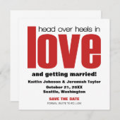 ひらめきに満ちたウェディングの知らせ（Save the Date）招待状 赤 招待状 (正面/裏面)