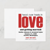 ひらめき満載の結婚式お知らせ招待状（レッド） 招待状 (正面/裏面)