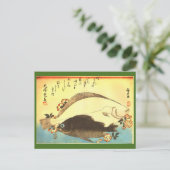 ひらめ&めばる – 広重の魚日本のプリント ポストカード (スタンド正面)