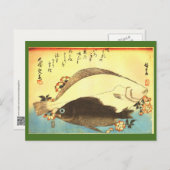 ひらめ&めばる – 広重の魚日本のプリント ポストカード (正面/裏面)