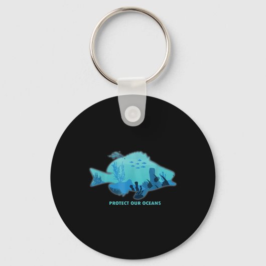 ひれのある魚、環境保護、気候P キーホルダー (正面)