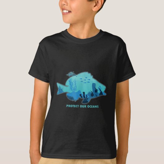 ひれのある魚、環境保護、気候P Tシャツ (正面)