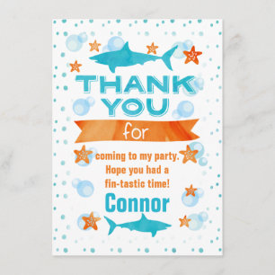 ひれtasticの鮫の誕生日のサンキューカード サンキューカード