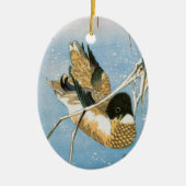 ひろしげによるラデン産の野鴨の雪遊び セラミックオーナメント (正面)