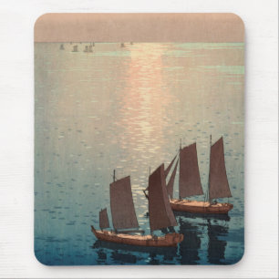 ひろし吉田のきらめくな海の日本語Woodblock マウスパッド