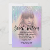 ひエレガントよこひしが紫のsweet sixteen 招待状 (正面)