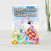 ひ孫のイースターカード-イースターのウサギの花 シーズンカード (正面)