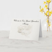 ひ孫の挨拶状の誕生 カード (黄色い花)