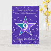 ひ孫の9歳の誕生日 輝く星 カード (黄色い花)