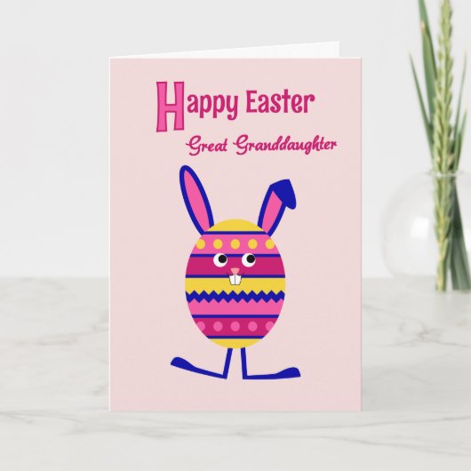 ひ孫娘のイースターエッグのバニーのピンク シーズンカード (正面)